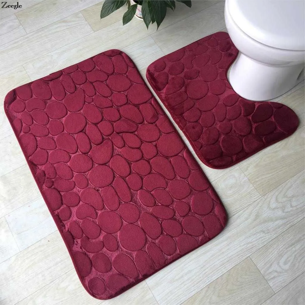 Zeegle Ensemble de tapis de salle de bain Tapis en microfibre pour salle de bains Couverture de couvercle de toilette Tapis de bain pour la décoration de la maison Ensemble de tapis de salle de bain absorbants 210724