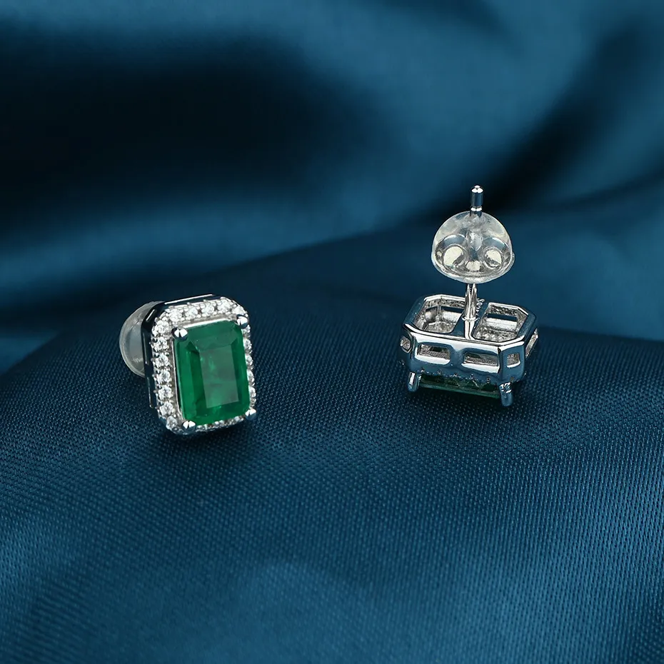 Reagrust Solid 925 Sterling Silver Colombia Emerald Lab gemaakt diamanten stud oorbellen voor vrouwen bruiloftsfeest Verjaardagsgeschenk 2103236Y