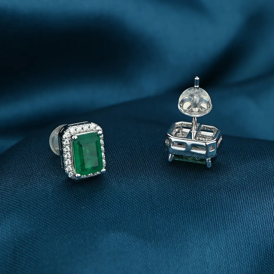 ReaLyTrust Solid925 Sterling Silver ColombiaEmerald Labは、女性のためのダイヤモンドスタッドイヤリングを作成しました結婚式のパーティーの誕生日プレゼント2103236y