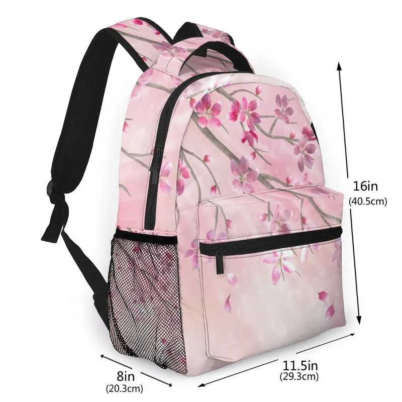 Stil Rucksack Junge Teenager Kindergarten Schultasche Frühling Baum Zweig Kirschblüte Zurück zu Bags250E