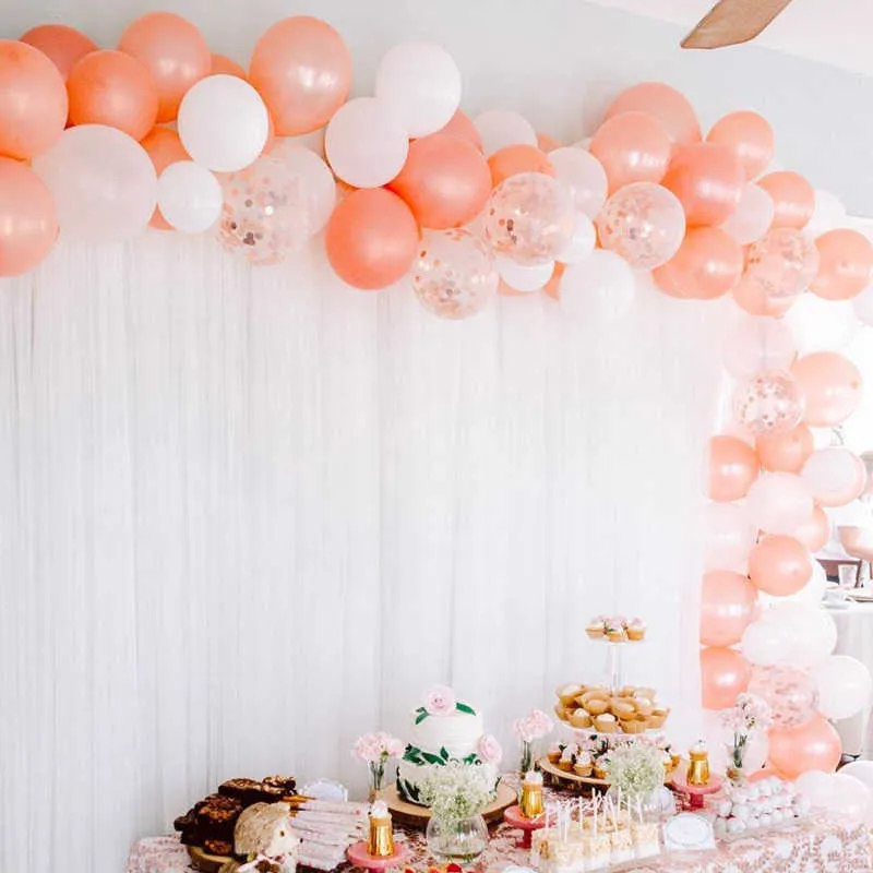 or rose ballon arc guirlande kit ballons de confettis en latex pour mariage nuptiale décorations de fête d'anniversaire bébé douche fille 210719