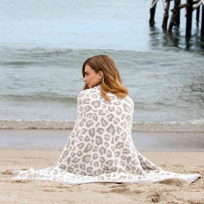 Couverture tricotée imprimé léopard jacquard housse de canapé chaud couvre-lit sieste couvertures nordiques pour lit décor à la maison jeter couverture portable 211122