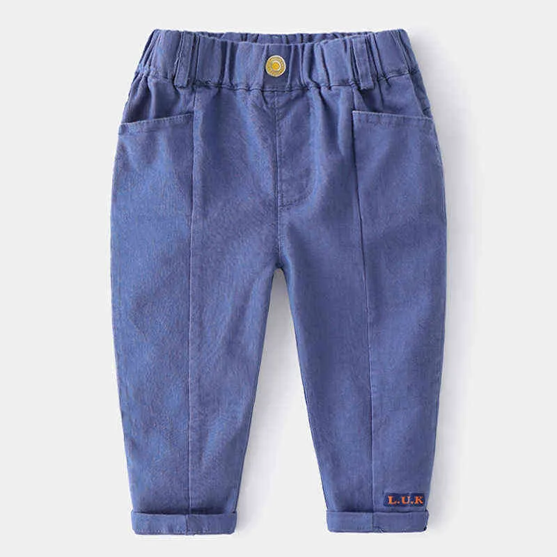 Spring Boy Trousers Pants For Boys Sweatpants Cotton Long With Bag Elastic Waist Casual 211103