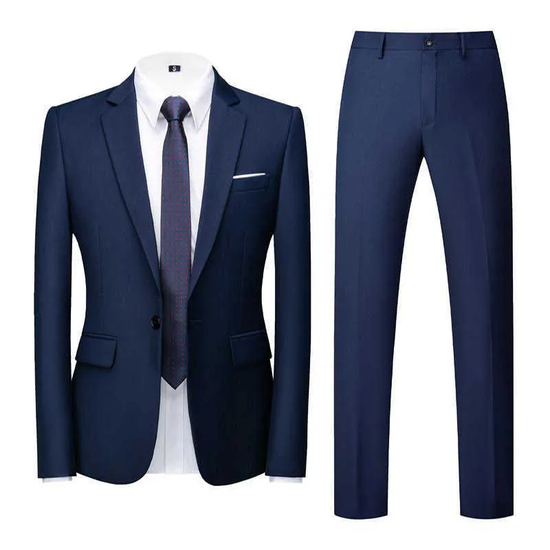 New Business Mens Suit Slim Fit Tuxedo for Prom Wedding Groomsmen Black White Navy Blue and Grey Solid Color X0909