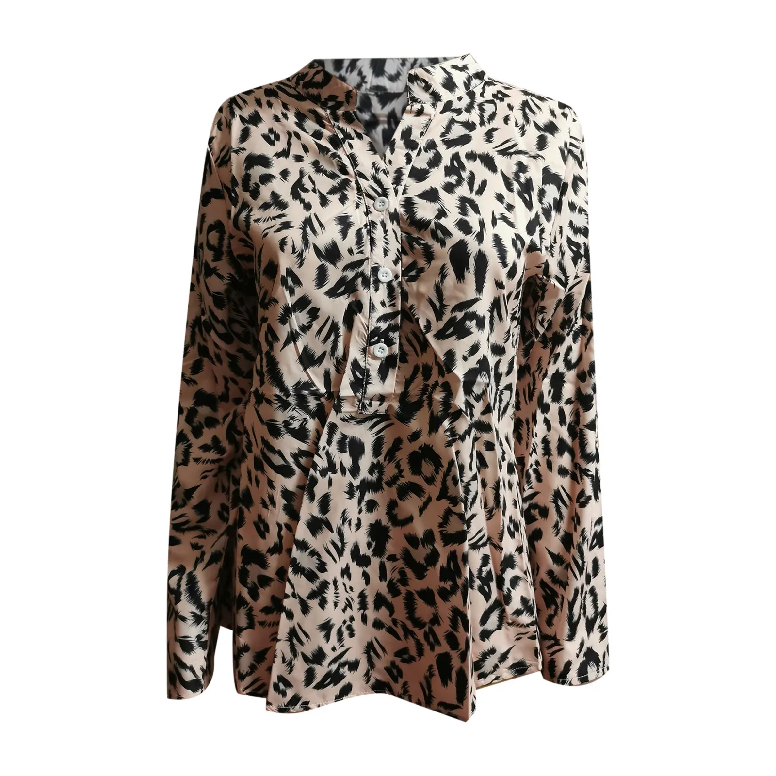 Camicette o top da donna Camicetta in chiffon a maniche lunghe casual elegante con stampa leopardata sexy da donna alla moda ??? ???????