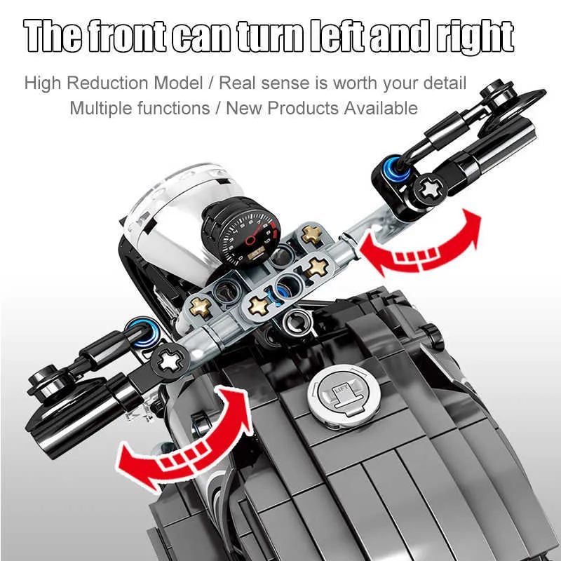 Sembo Mekanisk Latte Motorcykel Byggnadsblock Stad Högteknologiska Racing Motorbike DIY Modellfordon Tegel Leksaker för barn Q0624