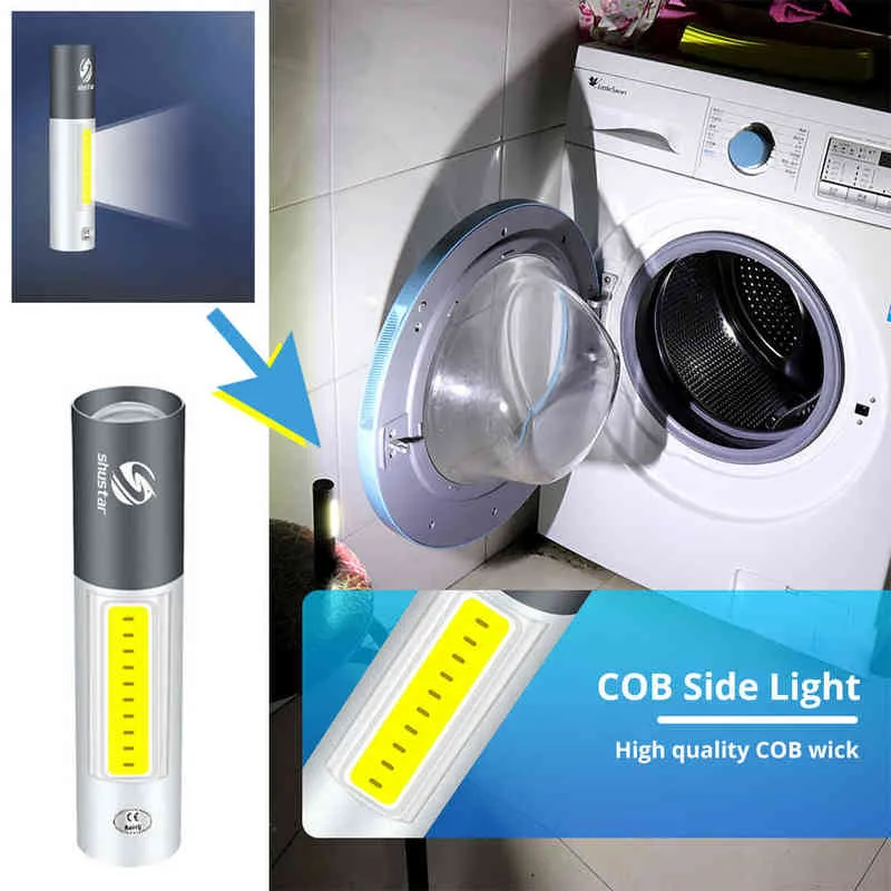 Usb Rechargeable Mini Led Flashlight 3 Lighting Mode Waterproof Flashlight Telescopic Zoom Stylish Portable Suit For Night Lighting J220713