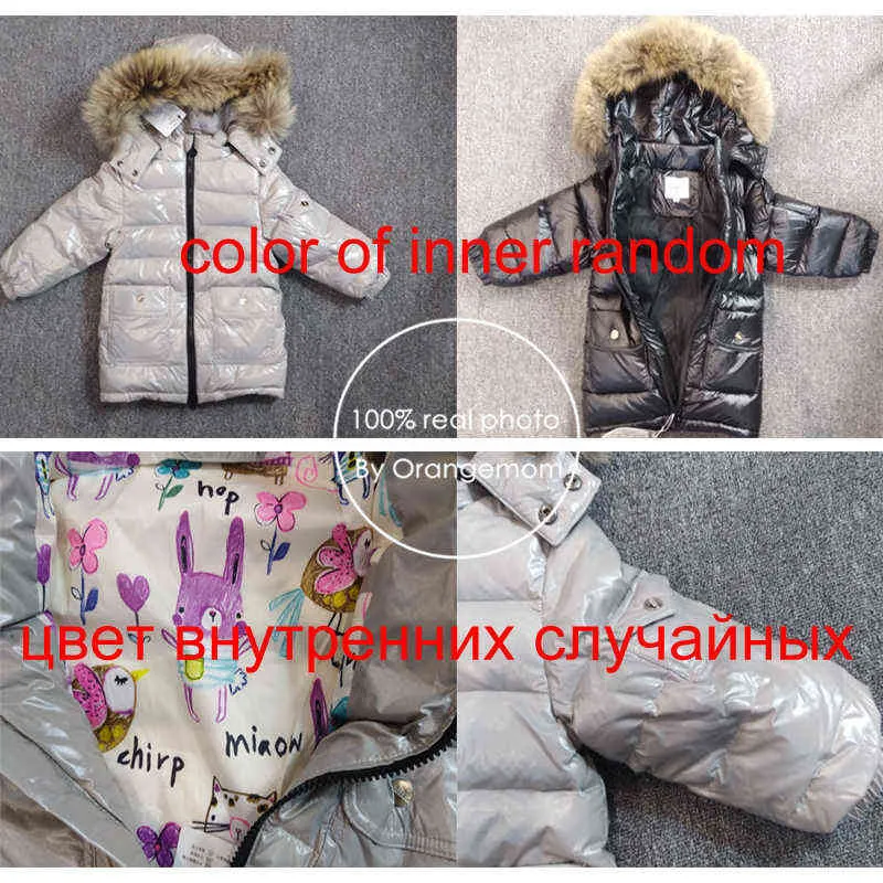 -30 gradi 3 ~ 5y russo Snowsuit Bambini Set di bambini Bianco Down Boys Abbigliamento impermeabile Abbigliamento bambini Cappotto invernale Giacca invernale ragazze parka 211027