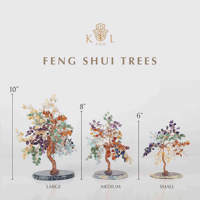 Hailanbao Crystal Natural Crystal Bonsai Money Tree Lucky Tree Feng Shui Money Tree Tabletop Decor Home Office 211118