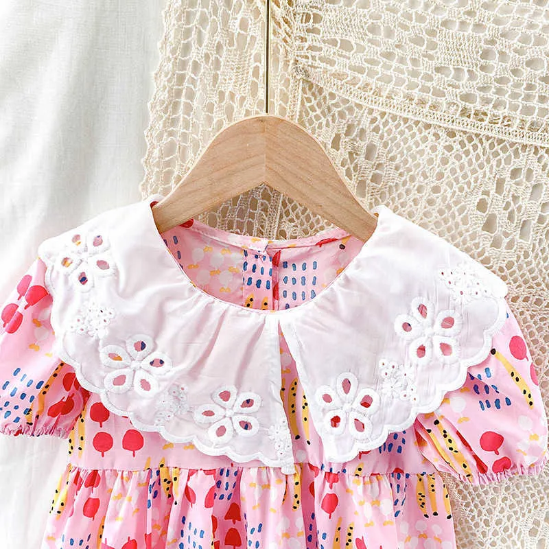 Baby Mädchen Kleid 2021 Niedliche Prinzessin Stil Sommer Kinder Kleidung Kinder Print Kurzarm Geburtstag Kleider 2-6 Jahre Vestidos q0716