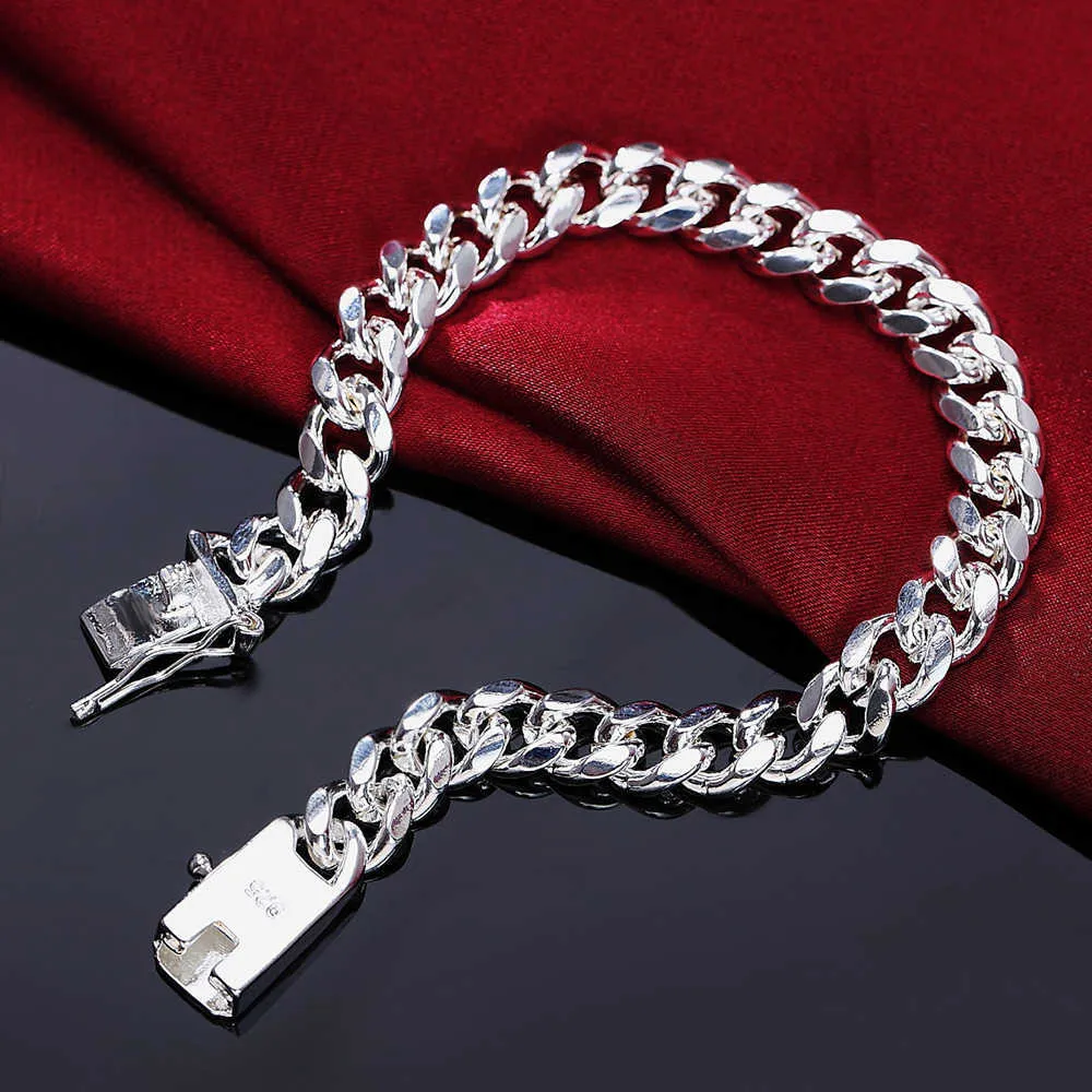 Noble 925 srebrny srebrny prezent świąteczny retro moda mody 10 mm łańcuch 202224 cala naszyjnik bransoletki zestawu biżuterii 3031878