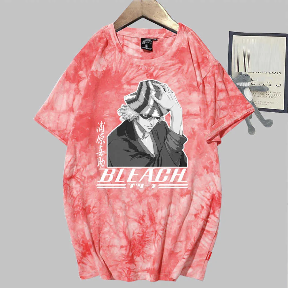 Bleach Kisuke Urahara T-shirt Imprimer Mode Manches courtes Col rond Tie Dye Anime Tops Y0809