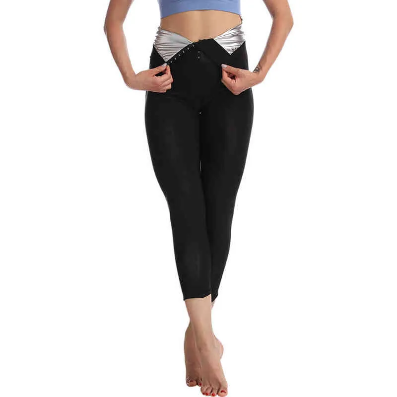 Sweat Sauna Broek Body Shaper Afslanken Legging Sudation Femme Taille Trainer Leggings Gewichtsverlies Korte Shapewear 220125