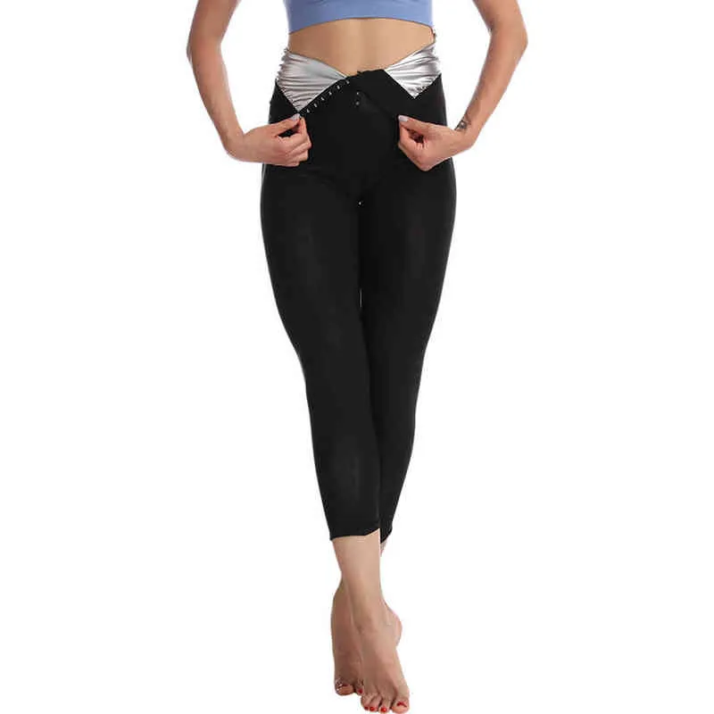 Sweat Sauna Pants Body Shaper Slimming Legging sudation femme Waist trainer leggings Weight loss Short Shapewear 220125