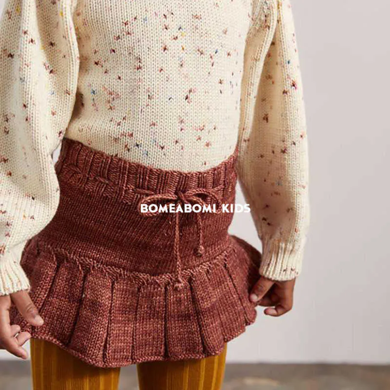 Misha i Puff Design 40% Merino Wełny Kid Dziewczyna Dzianiny Spódnica na jesień Zima Baby Moda Ubrania Brand Child Spódnica 210619