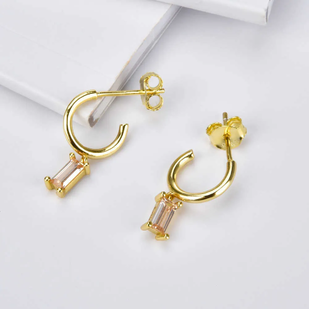 Andywen 925 Sterling Zilver Pure Mini Hoops Gold Circle Earring Design Luxe Crystal No Clips Dames Sieraden 210608