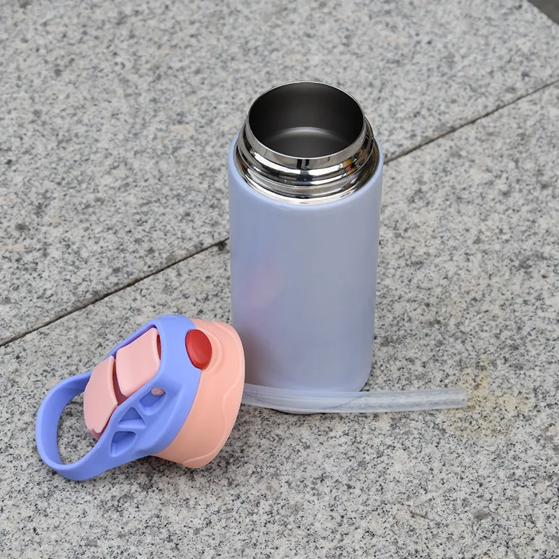 USA lagrade UV -färgbyte flaskan 12 oz sublimering raka barn sippy koppar rostfritt stål dubbel vägg isolerad vakuum solsk 312f