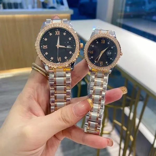 Dresses lovers' Men Women Watches Top Brand Designer Diamond Wristwatches Full Stainless Steel band Quartz Watch gift for man2453