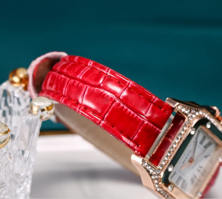 MIXIOU 2021 Cristal Diamant Carré Montre Intelligente Pour Femme Bracelet En Cuir Coloré Quartz Dames Montres Direct s Élégant Deli298G