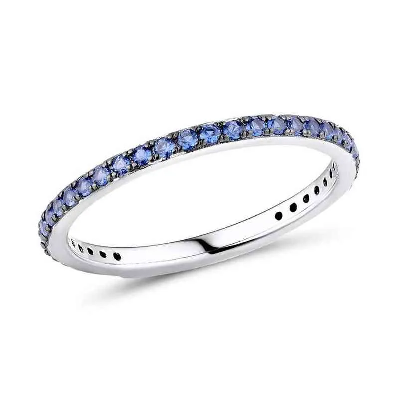 Santuzza 925 Sterling Silver Pierścienie Dla Kobiet Moda Multi Gemstones Pink Blue Black White CZ Finger Pierścień Pierścień Grzywny Biżuteria 211217