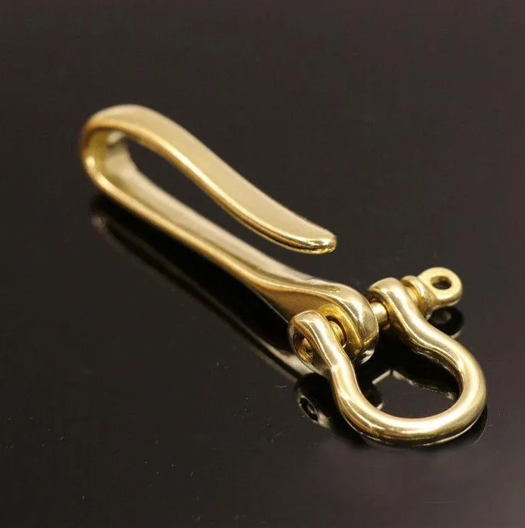 Keychains Copper Brass U Shaped Fob Belt Hook Clip Mens Metal Gold 3 Size Key Chain Ring Joint Connect Buckle Holder Accessory208j