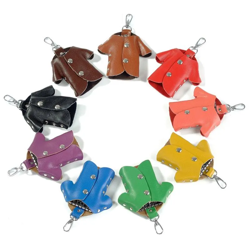 Porte-clés unisexe en cuir véritable, portefeuilles de clés de voiture, porte-clés de femme de ménage, organisateur de sacs, étui de gestionnaire Wallet229D