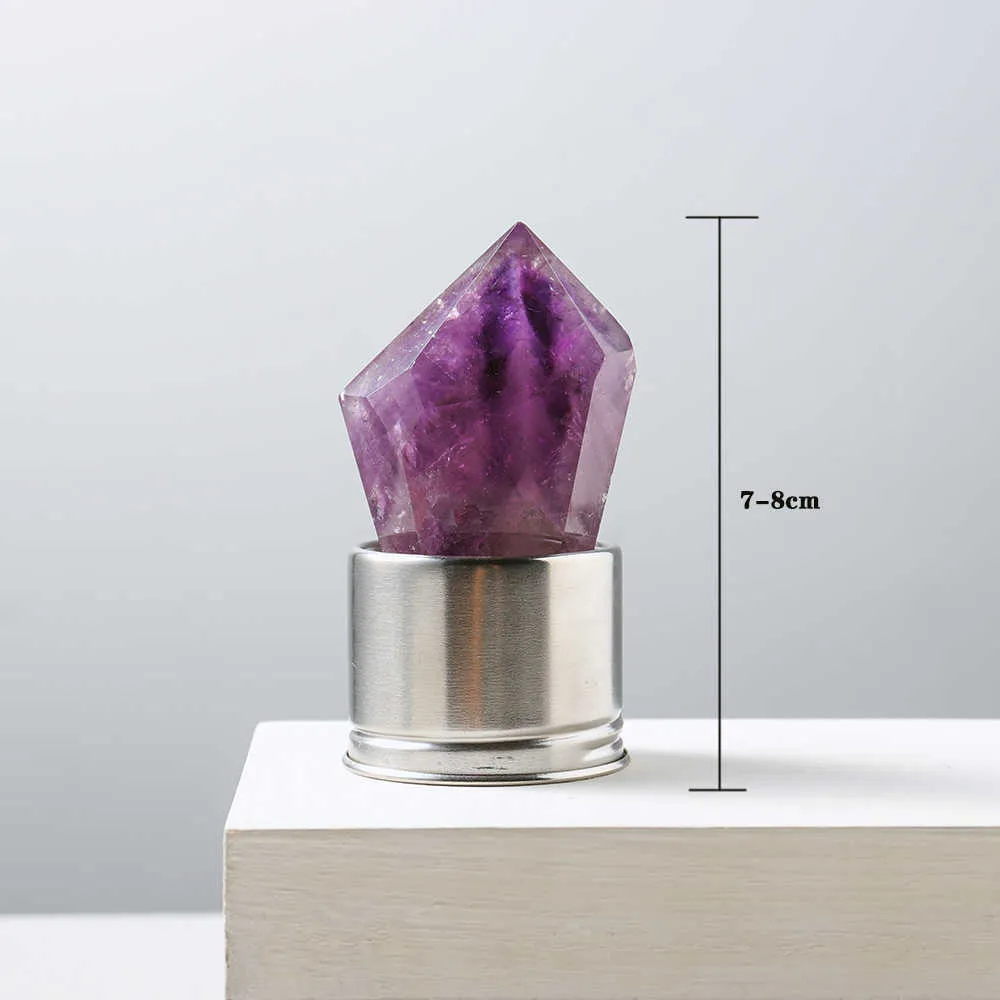 550 ml Neues Produkt Natürliche Kristallstein Wasserflasche Ametrhyst Towar Glas Tasse Heilung Obelisk Zauberstab Elixier Quarz Y0910