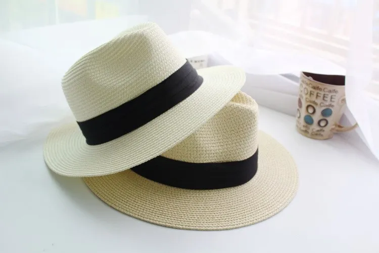 Sombreros de sol de playa de paja flexibles de verano para mujer sombrero de Panamá de ala ancha clásico sombrero paja chapeau femme paille ete chapeu feminino297N