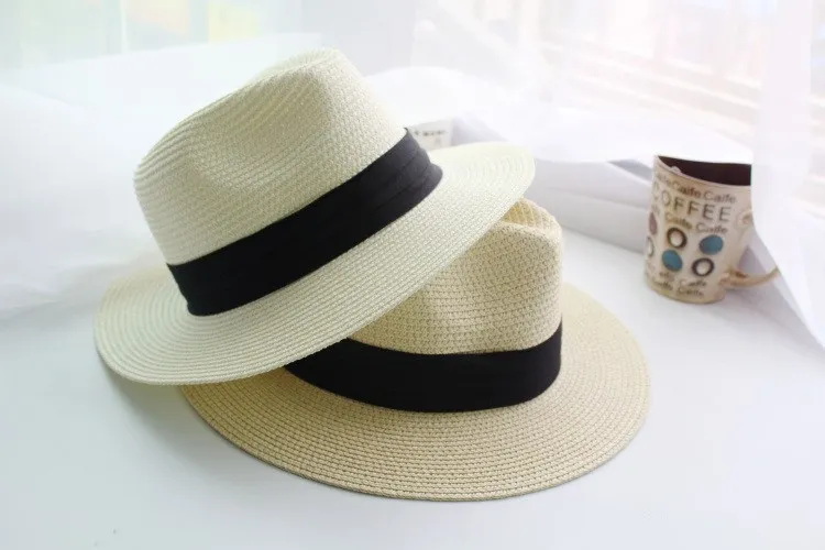 Sommarfloppy halm strand sol hattar för kvinnor klassiska breda brim panama hatt sombrero paja chapeau femme paille ete chapeu feminino297n