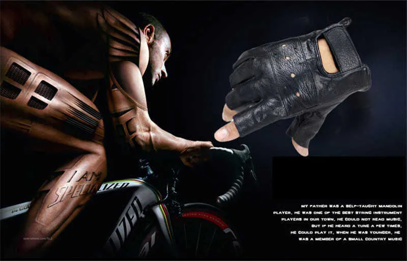Hommes antidérapant en cuir mouton Moto mitaines gants demi-doigt haute qualité Luvas conduite formation Fitness Guantes 211026