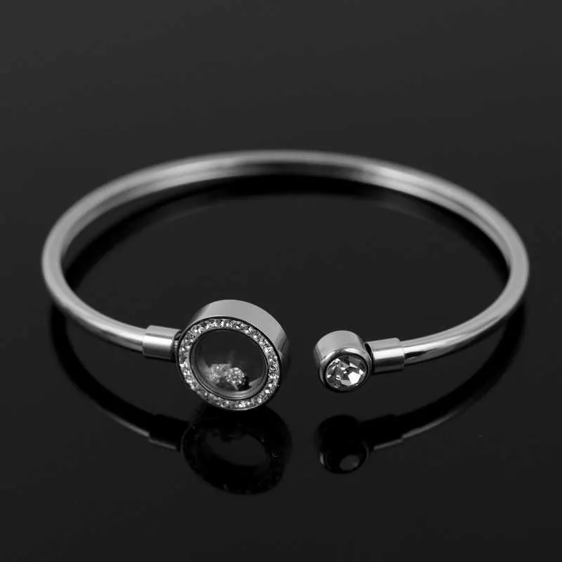 Luxo de aço inoxidável de aço inoxidável pulseira de cristal pulseiras ajustáveis ​​pulseira de strass para mulheres homens casal casamento jóias Q0717