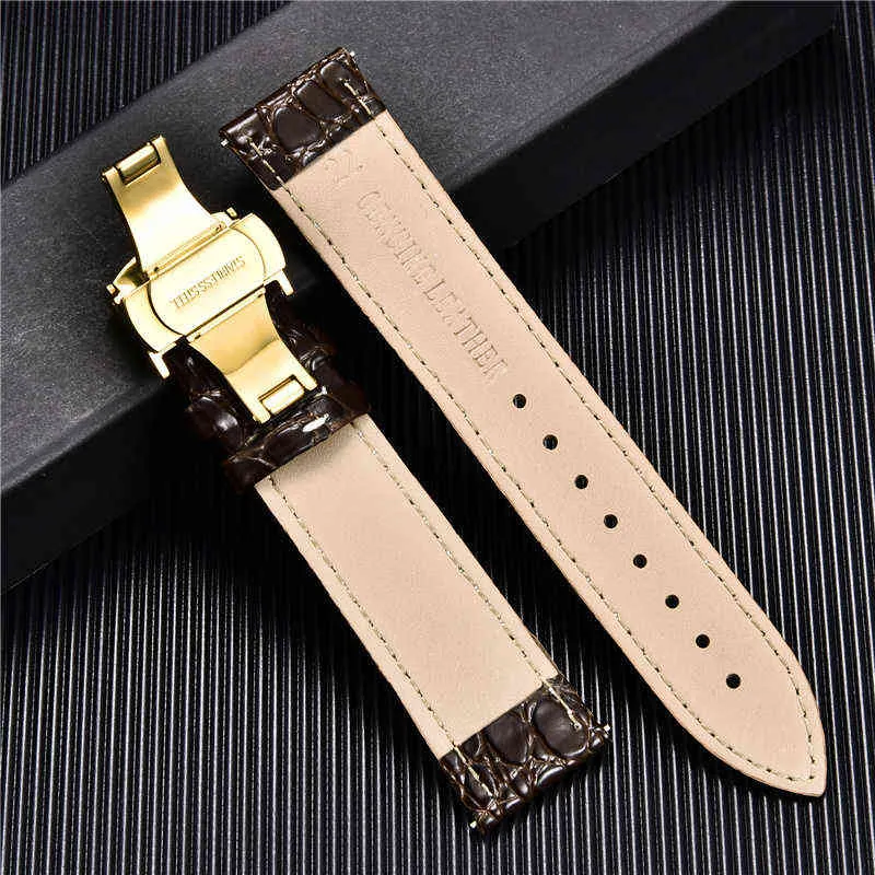 Crocodile Mönster Luxury Design Leather Watchband med Automatic Buckle Men Watch Band 18mm 20mm 22mm 24mm Watch Straps H1123