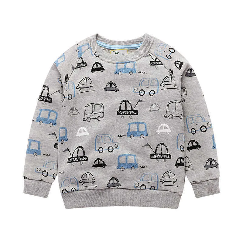 Hoppmätare Pojkar Sweaters Applique Cartoon Characters Babykläder 100% Bomull Sweatshirts För Höst Vintrar Toppar 210529