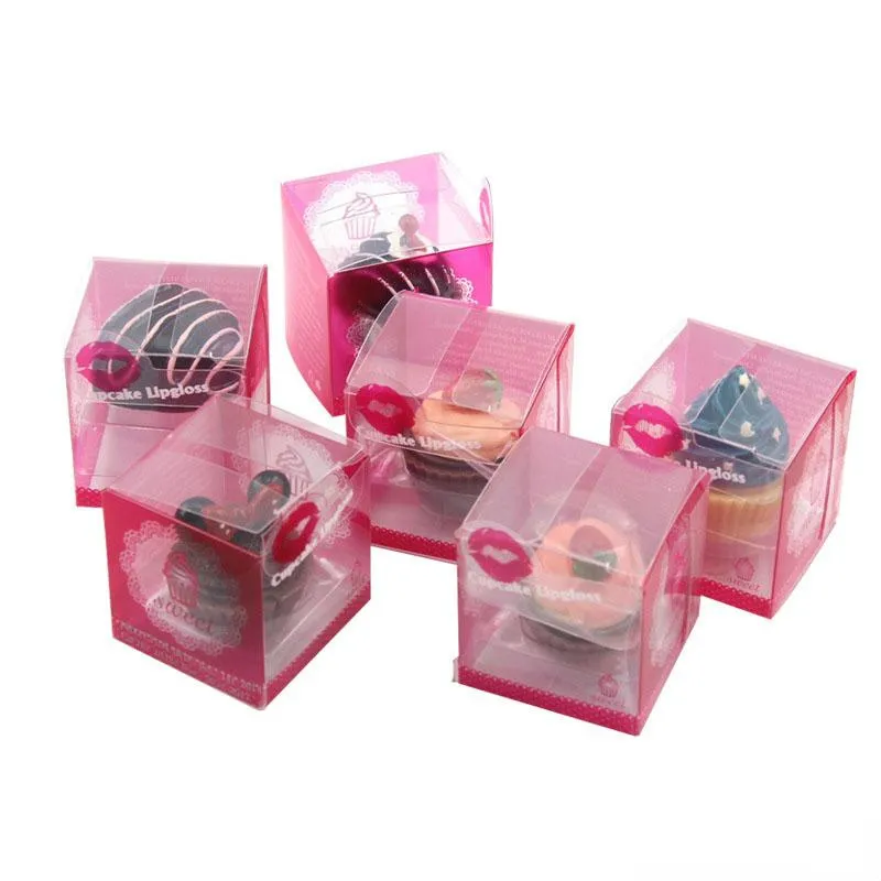 Cupcake Lip Gloss Balm 6 smaksatt glans Jul Santa Lipgloss Lipstick Cake Chocolate Cherry Strawberry Cream Cosmetic5811562