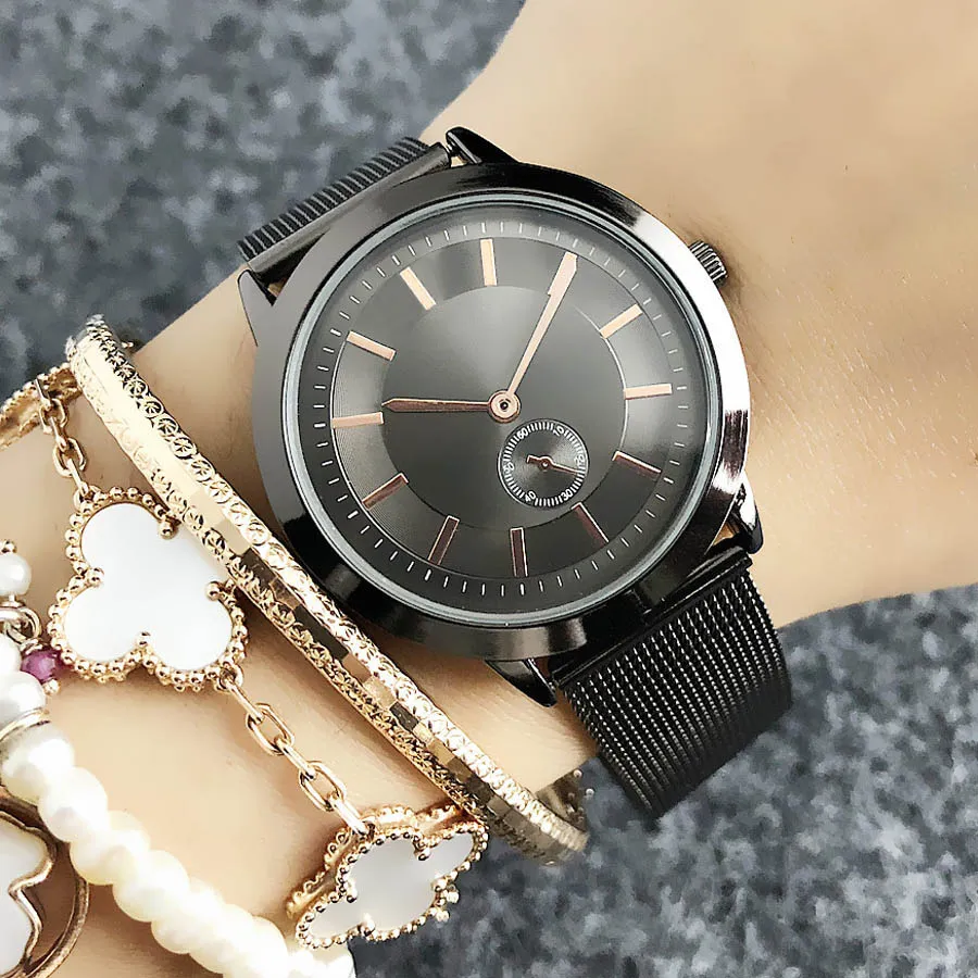 Брендовые часы для женщин, мужчин, унисекс, стиль влюбленных, кварцевые наручные часы со стальным металлическим ремешком AR18227Q