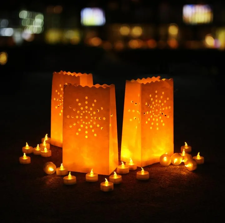 1500 adet / grup Işık Tutucu Luminaria Kağıt Fener Mum Çanta Düğün Noel Partisi Festivali Açık ve Ev Dekorasyon