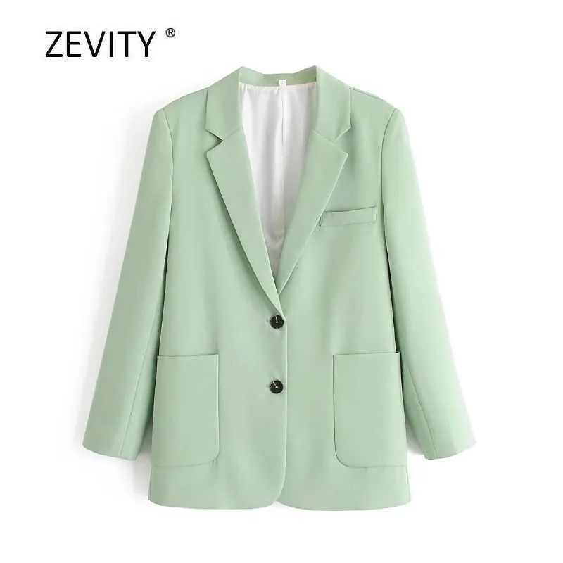 Zevity Damen-Blazer, einfarbig, Taschen, aufgesetzt, Büro-Damen, langärmelig, mit Knöpfen, Anzüge, kausal, stilvoll, Oberbekleidung, Mantel, Oberteile C513 210603