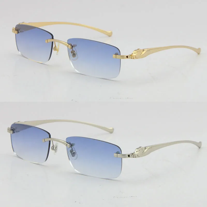 Selling Rimless Metal leopard Series Panther Optical 18K Gold Sunglasses Square Eyewear Round shape face Glasses Male and female W236b