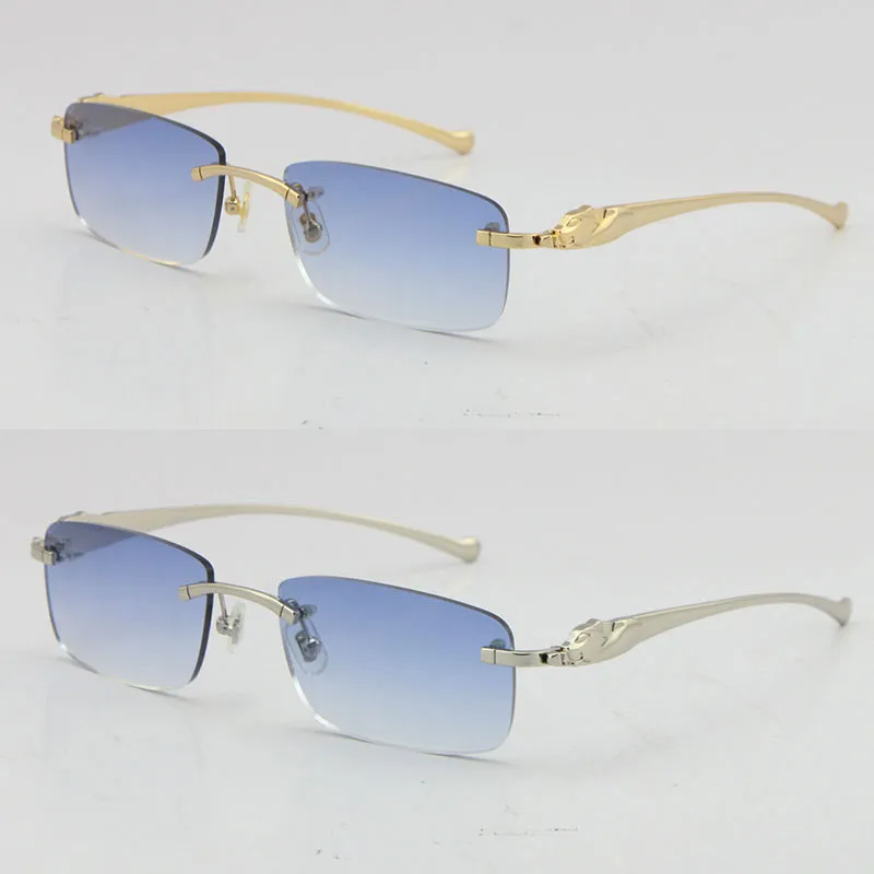 Vendita di occhiali da sole senza montatura in metallo leopardo serie Panther Optical occhiali da sole in oro 18 carati occhiali quadrati occhiali da vista rotondi maschili e femminili W314s
