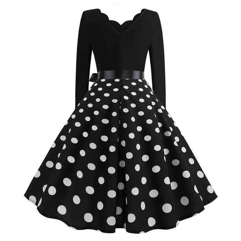 Kvinnor Vintage Långärmad Julklänning Vinter Plus Storlek Swing Elegant Lacework Party Dress Robe Casual Black Print New Year Y1204