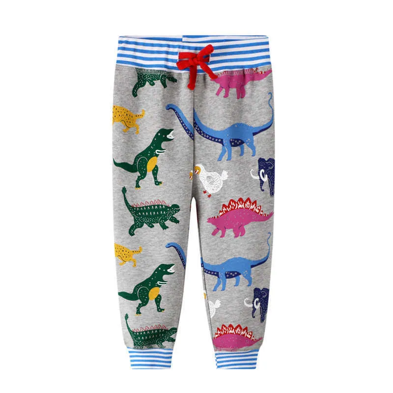 Metri di salto Pantaloni della tuta con animali Stampa Harm Dinosaurs Coulisse Pantaloni lunghi bambini Pantaloni la ragazza dei ragazzi autunno inverno 210529