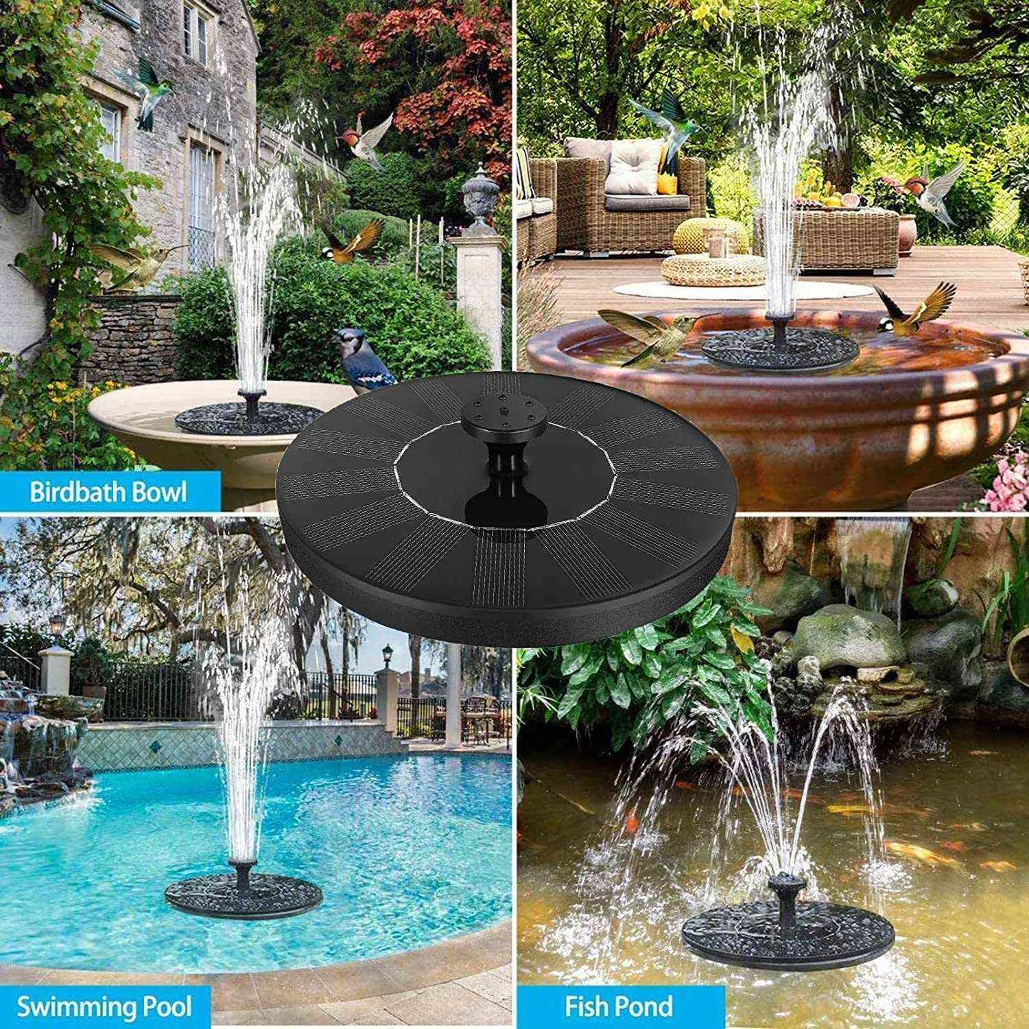 Pompa a fontana solare, pompa ad acqua bagno uccelli, stagni, giardino, esterno e acquario 210713