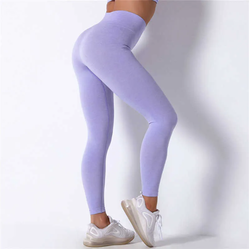 Nessaj 20% Spandex Dikişsiz Tayt Kadın Spor Spor Giysileri Screunch Butt Spor Yüksek Bel Pantolon Booty Egzersiz 210925