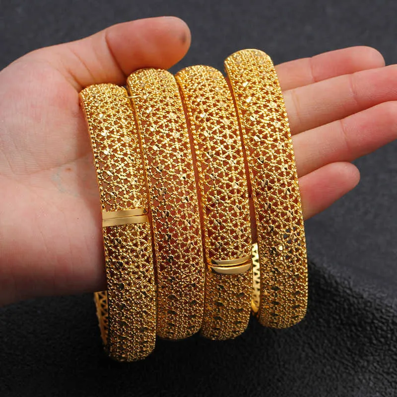 Free Choice Gold Color Wedding Bangles for Women Bride Can Open Bracelets Indian/ethiopian/france/african/dubai Jewelry Gifts Q0719
