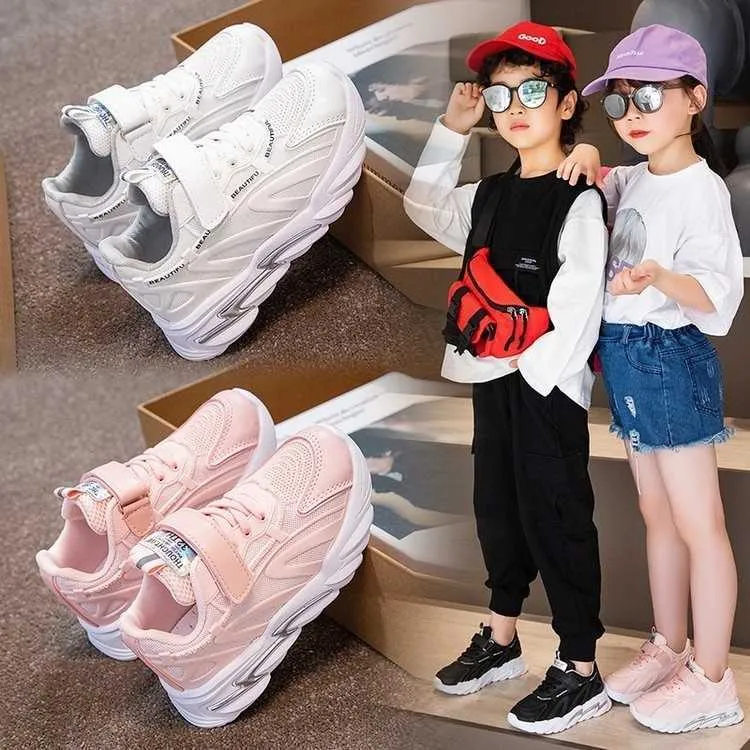 3-12 Year Autumn Child Sneakers Boy Sports Shoes For Kids Girl Unisex Fashion Mesh Breathable Non-Slip Casual Trainers Shoe 2021 G1025