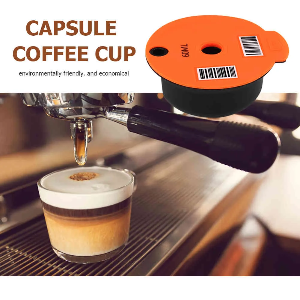 Universal Coffee Capsules Cup with Spoon Brush återanvändbar påfyllningsbar kaffekapsel påfyllningsfilter för Bosch-S Tassimo Machine 210275D