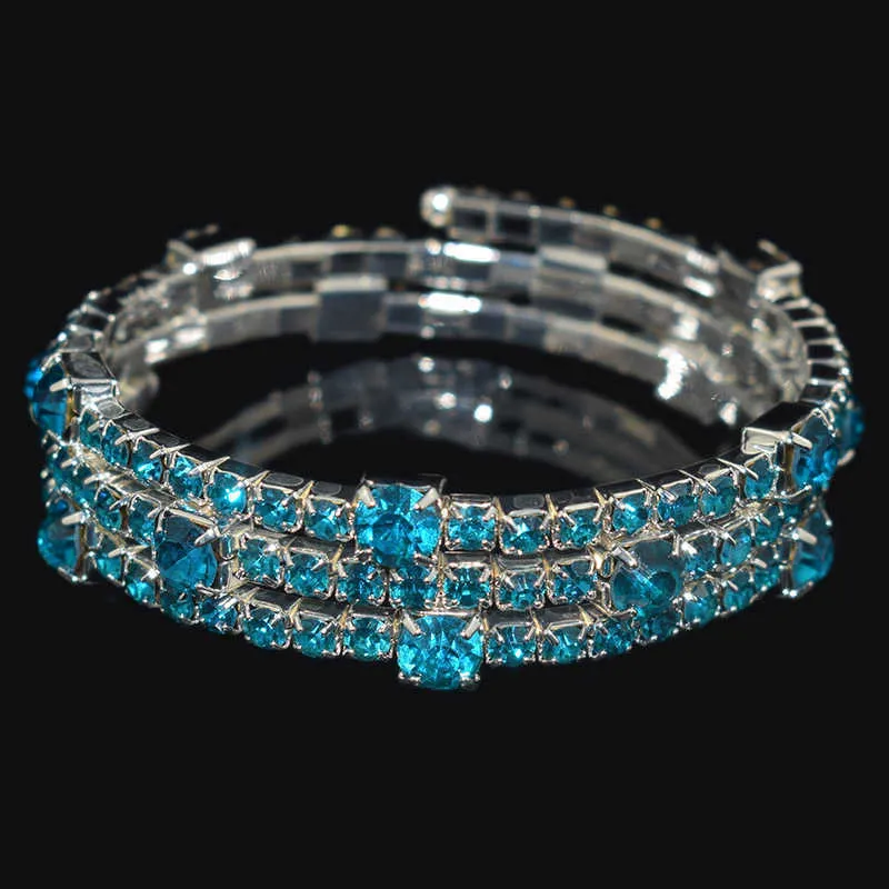 Bracelets de manchette en cristal de mode pour femmes strass argent plaqué 3 rangées bracelet bracelet de mariage bijoux de mariée fille cadeaux Q0719