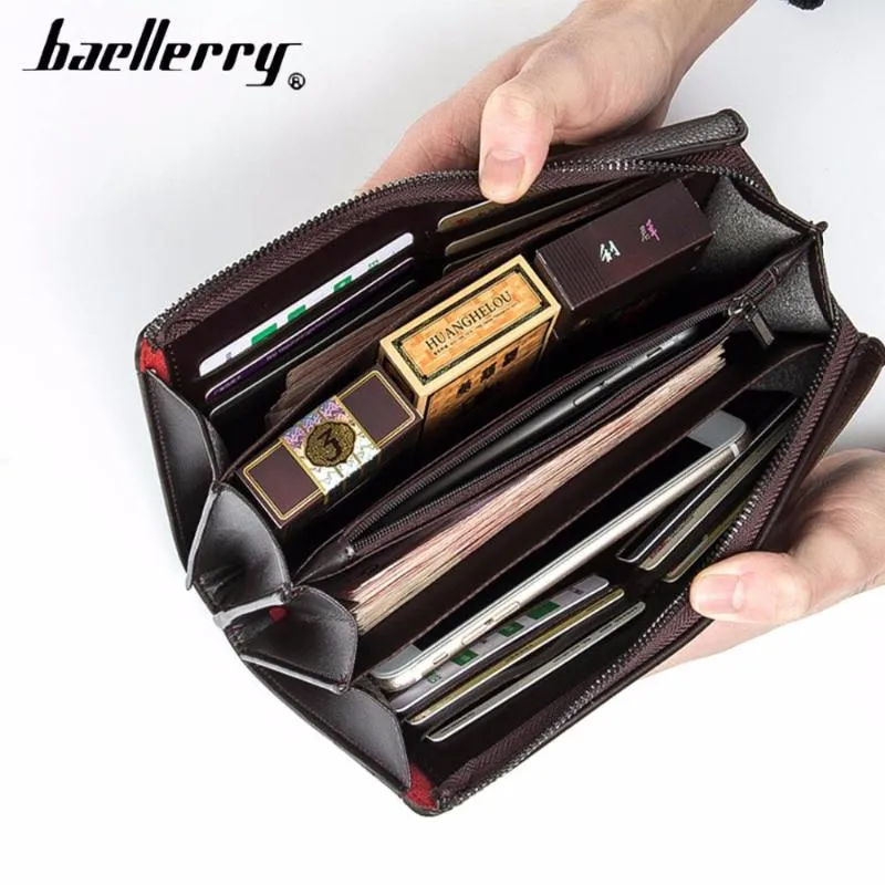 Portafogli Baellerry Pochette da uomo Borsa da tasca cellulare di grande capacità Portafoglio multifunzione di alta qualità For12009