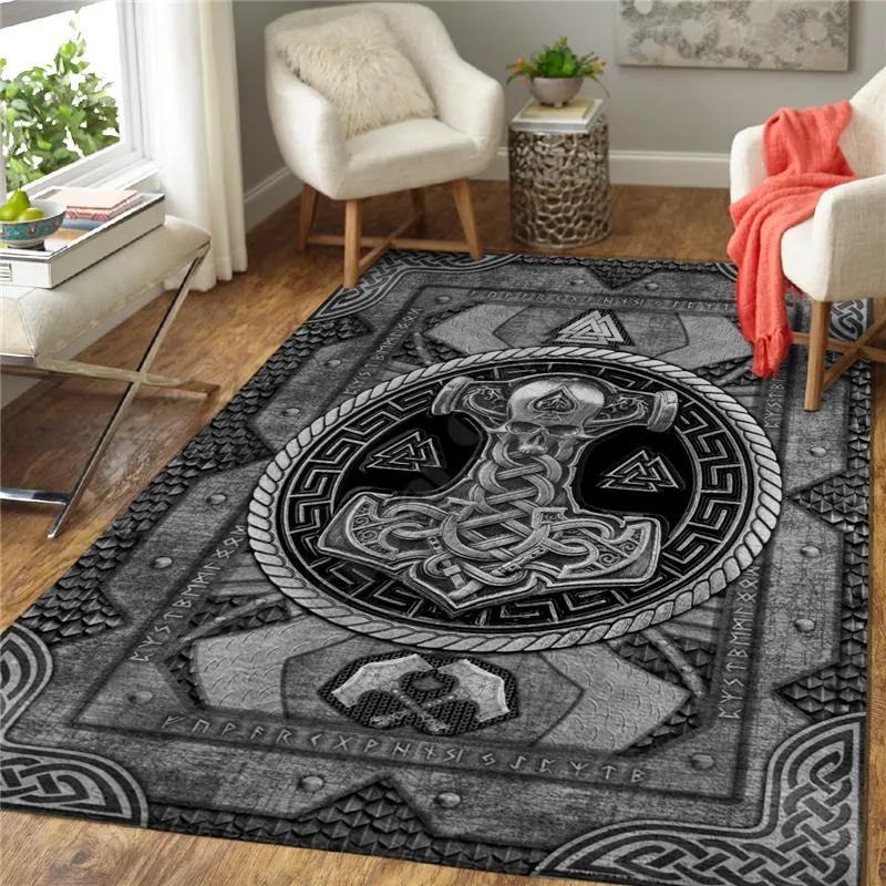 Tapetes Viking Tatuagem Águia Tapete 3D Todo Impresso Tapete Tapete Sala de estar Flanela Quarto Piso antiderrapante 032478