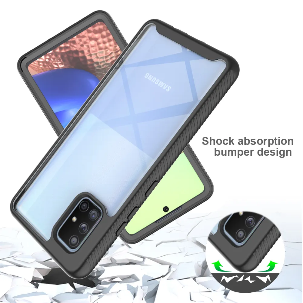 Heavy Duty Full Protection Shockproof Cases voor Samsung Galaxy A51 A71 4G 5G Zachte TPU + Pet Front Film Clear Acrylic Back Cover